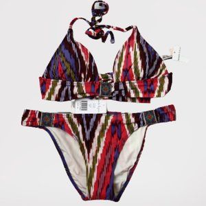 Nanette Lepore Tapestry 2 Piece Bikini Halter Swimsuit XS New